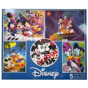Disney Mickey & Friends 5 Jigsaw Puzzles Set Ceaco Colorful Art Gift Hobby NEW